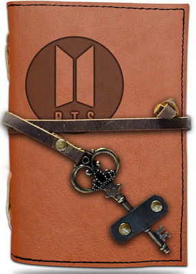 DI-KRAFT Handmade Classic Design Leather-BTS Printed Diary A6 Diary Unruled 200 Pages(Brown 19)