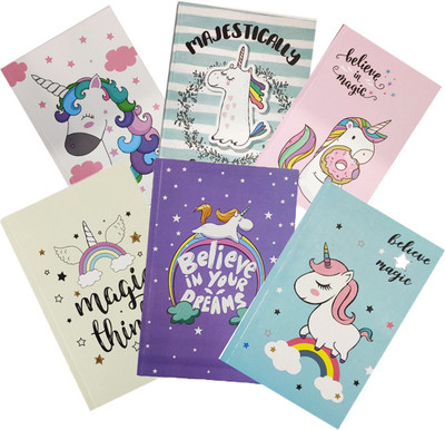 BONZEAL Pack of 6 Unicorn Notebook A5 Diary Ruled 50 Pages(Multicolor, Pack of 6)
