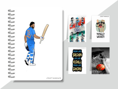 craft maniacs CRICKET 2024 NOTEBOOK A5 Diary RULED 160 Pages(White)
