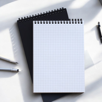 INNAXA A5 Grid Notebook | Top Spiral Binding | A5 Note Pad 100 GSM | square grid Pages | 60 Sheet/ 120 Pages(Black Cover, Pack of 2)