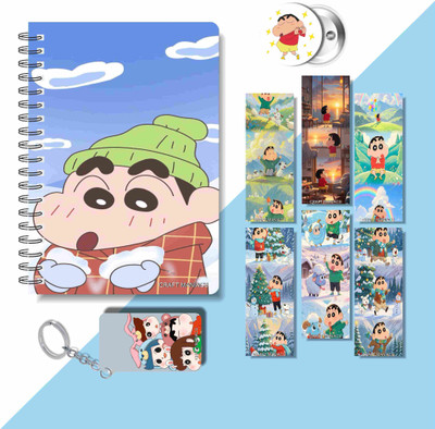 craft maniacs 2025 SHINCHAN DIARY & 6 FREEBIE BOOKMARKS & ONE KEYCHAIN & ONE BADGE A5 Diary RULED 160 Pages(Multicolor)