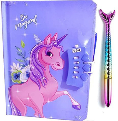 HornFlow Unicorn A5 Diary Unruled 140 Pages(Purple, Pink)