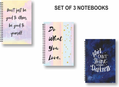 ROT RIX combo of 3 Notebooks A5 Diary Ruled 144 Pages(Blue, Multicolor, Pack of 3)