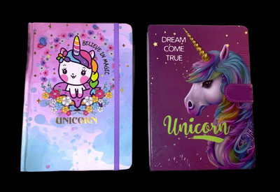 AT enterprises unicorn diary A5 Diary RULED 228 Pages(Multicolor, Pack of 2)