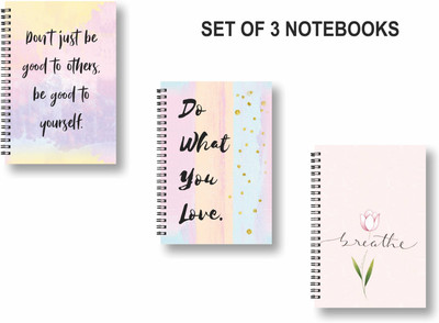 ROT RIX combo of 3 Notebooks A5 Diary Ruled 144 Pages(Peach, Multicolor, Pack of 3)