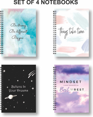 Papco Notebook A5 Diary Ruled 144 Pages(Violet, Pack of 4)