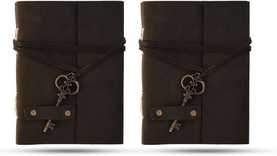 DI-KRAFT Handmade Classic Design Leather Diary combo A6 Diary Unruled 200 Pages(Brown, Pack of 2)