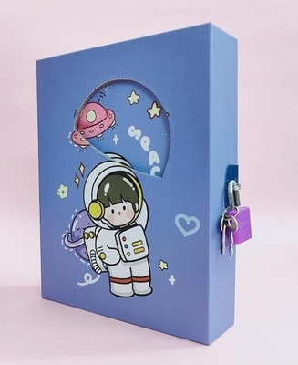 Eclet 1 Cartoon Diary With Lock & Key Box For Boys/Girls Birthday Gifts For Kids A5 Gift Set Ruled diary any random desingn will send 100 Pages(Multicolor)