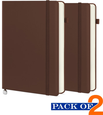 Abstract Collection Designer With Closer Band Pen Holder A5 Notebook Single 200 Pages(Brown, Pack of 2)