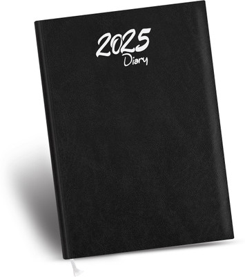 Abstract Collection A5 Size New Year Diary 1 Day Planner with Sunday full Page A5 Diary Single Rule 400 Pages(Black)