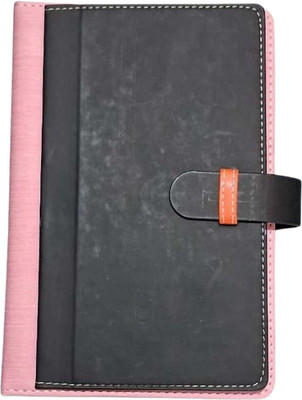 Greeshma Executive A5 PU Notebook Diary Journal with Antique Loop Lock, 160 pages A5 Notebook Ruled 160 Pages(Pink)