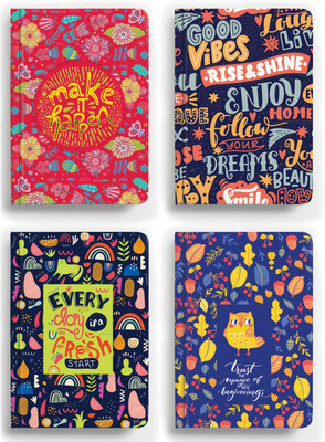 HC with HAPPY CRAFT Journal A6 Diary Ruled 100 Pages(Multicolor, Pack of 4)