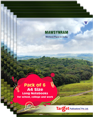 Target Publications Long Notebooks Single Line Copy | Mawsynram | 21x29.7cm A4 164 Pages | set of 6 A4 Notebook Ruled 140 Pages(Multicolor, Pack of 6)