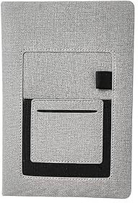 KizaGiftWorks Hard Bound 200 pages A5 Notebook Diary with Mobile Pocket & Pen Holder A5 Notebook Single rule 200 Pages(Grey)
