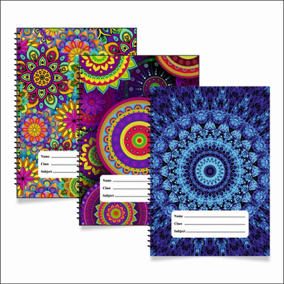 RLanyard Wiro-bound A5 Notebook unruled/plain, Notebook for Students,(Pack Of 3) 150 Pages(Multicolor)