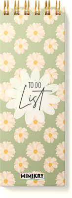 Mimikry To Do List 120 gsm Hard Cover | 3.25 x 9 inches | Regular Desk Planner Ruled 100 Pages(Green Flora)