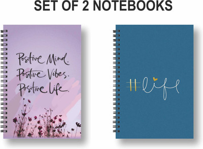 ROT RIX combo of 2 Notebooks A5 Diary Unruled 144 Pages(Green, Purple, Pack of 2)