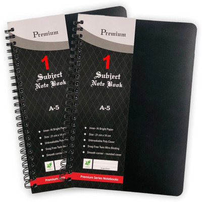 CuckooDiaries Corporate Notebook journels Single Rule Subject Spiral Binding PP Sheet Material A5 Diary Ruled 160 Pages(Black8)