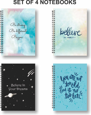Papco Notebook A5 Diary Ruled 144 Pages(Multicolor, Blue, Pack of 4)