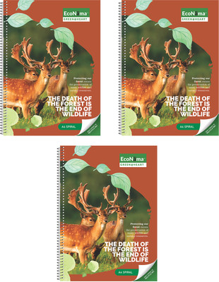 ECONAMA Recyclable::Single Line::A4 Notebook::eco friendly A4 Notebook Single Line 400 Pages(Blue, Pack of 3)