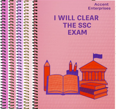 ACCENT Notebook A4 plain 200 pages per Notebook for SSC A4 Notebook Unruled 1000 Pages(Multicolor, Pack of 5)