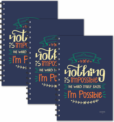 ESCAPER Nothing is Impossible..! Motivational Diaries (Ruled - A5 Size - SUPER SAVER Pack of 3 Diaries) Black Base, Motivation Quotes Diaries A5 Diary Ruled 160 Pages(Multicolor, Pack of 3)