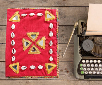 BAF Handcrafted Fabric Cover Designer Diary Pen Gift Set(Ink Color - Red)