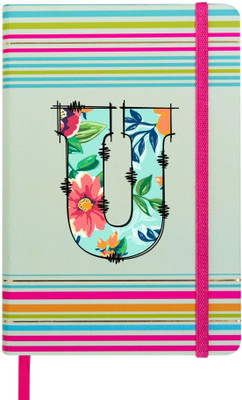 Doodle Stripes Theme Premium Hard Bound B6 Notebook Diary Ruled 192 Pages(Initial U)