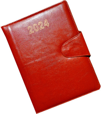 Excel 2024 PU Leather Executive Diary, Planner with Sunday Full Page Regular Diary with Pen Holder & magnetic lock 365 Pages(Brown, or BLACK)