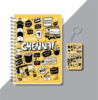 craft maniacs A5 NOTEBOOK + KEYCHAIN COLLECTION A5 Note Book RULED 160 Pages(Black, White)