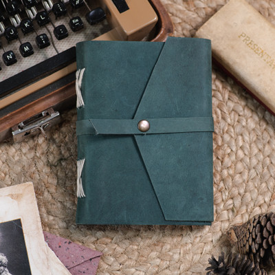 CRAFT JUNKY Handmade Leather journal diaries, lock A5 Diary Unruled 200 Pages(Teal Blue)