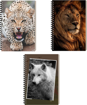ESCAPER Designer Animal Diary, Writing Notebook, Personal Notepad A5 Diary Ruled 160 Pages(Combo- E, Pack of 3)