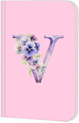 Raptech Premium Soft Bound Notebook Diary for Girls, Women Floral Design (Initial V) A5 Diary Unruled 144 Pages(Multicolor)
