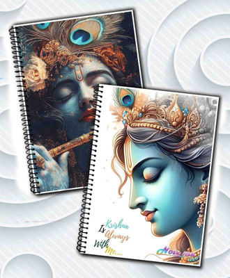 NOTEme Lord Krishna Divine Art Covers A5 Notebook Unruled 200 Pages(Multicolor, Pack of 2)