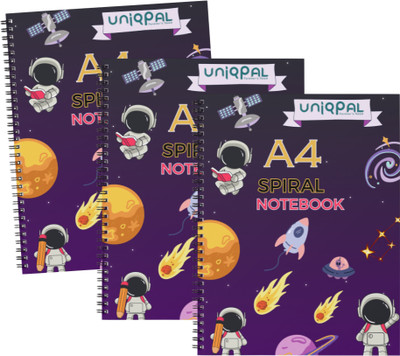 UNIQPAL SET OF 3 A4 Notebook RULED 200 Pages(Multicolor, Pack of 3)