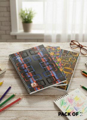 ABC Premium A4 notebook 200 page each A4 Notebook UNRULED / PLAIN 200 Pages(Premium-textured, Pack of 3)