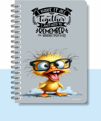 craft maniacs CUTE PUN 2025 NOTEBOOKS A5 Notebook RULED 120 Pages(Multicolor)
