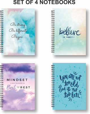 Papco Notebook A5 Diary Ruled 144 Pages(Blue, Pack of 4)