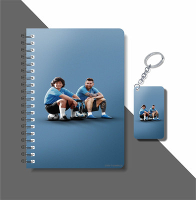 craft maniacs FOOTBALLER DIARY & KEYCHAIN A5 Notebook RULED 120 Pages(Blue)