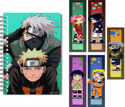 craft maniacs KAKASHI NARUTO DIARY & FREEBIE BOOKMARKS A5 Notebook RULED 100 Pages(Multicolor)