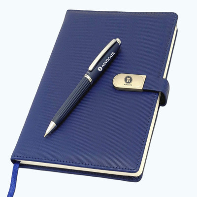 UJJi Advocate Professional Notebook Set with Pen, Navy Blue, Premium Hardcover A5 Diary Ruled 192 Pages(Blue)