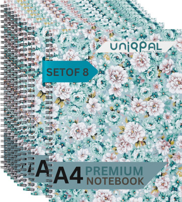 UNIQPAL Set of 8 A4 Notebook RULED /LINE 120 Pages(Multicolor, Pack of 8)