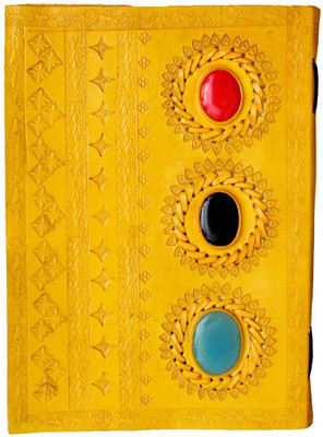 Anshika International genuine leather handmade notebook A5 Notebook unruled 100 Pages(Yellow)