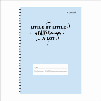 RLanyard Spiral A4 Notebook unruled/plain, Notebook for Students 200 Pages(Sky blue)