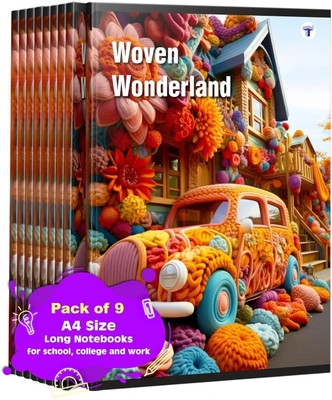 Target Publications Long Notebooks | Woven Wonderland | Single Line Copy | A4 172 Pages | Set of 9 A4 Notebook Single Line Notebook 1548 Pages(Multicolor, Pack of 9)