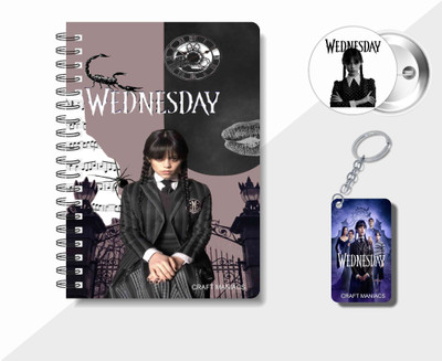 craft maniacs 2025 COLLECTIONN KEYCHAIN & ONE BADGE A5 Notebook RULED 160 Pages(Multicolor)