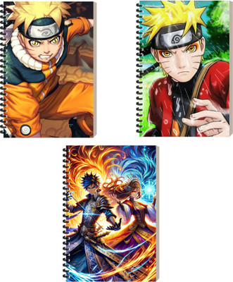 ESCAPER Anime Diary For Office, Travel, and Personal Use, Spiral Ruled Notebook A5 Diary Ruled 160 Pages(Combo- E, Pack of 3)