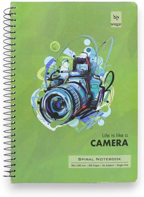 Pragya Spiral 6-Subject Notebook | (18x24 CM) | 600 GSM Cover B5 Notebook Single Line 300 Pages(Multicolor, Pack of 2)