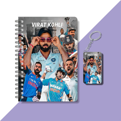 craft maniacs CRICKET 2025 DIARY & WOODEN KEYCHAIN A5 Notebook RULED 160 Pages(Blue)