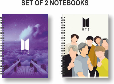 3DS Notebook A5 Diary Ruled 144 Pages(Yellow, White, Purple, Pack of 2)